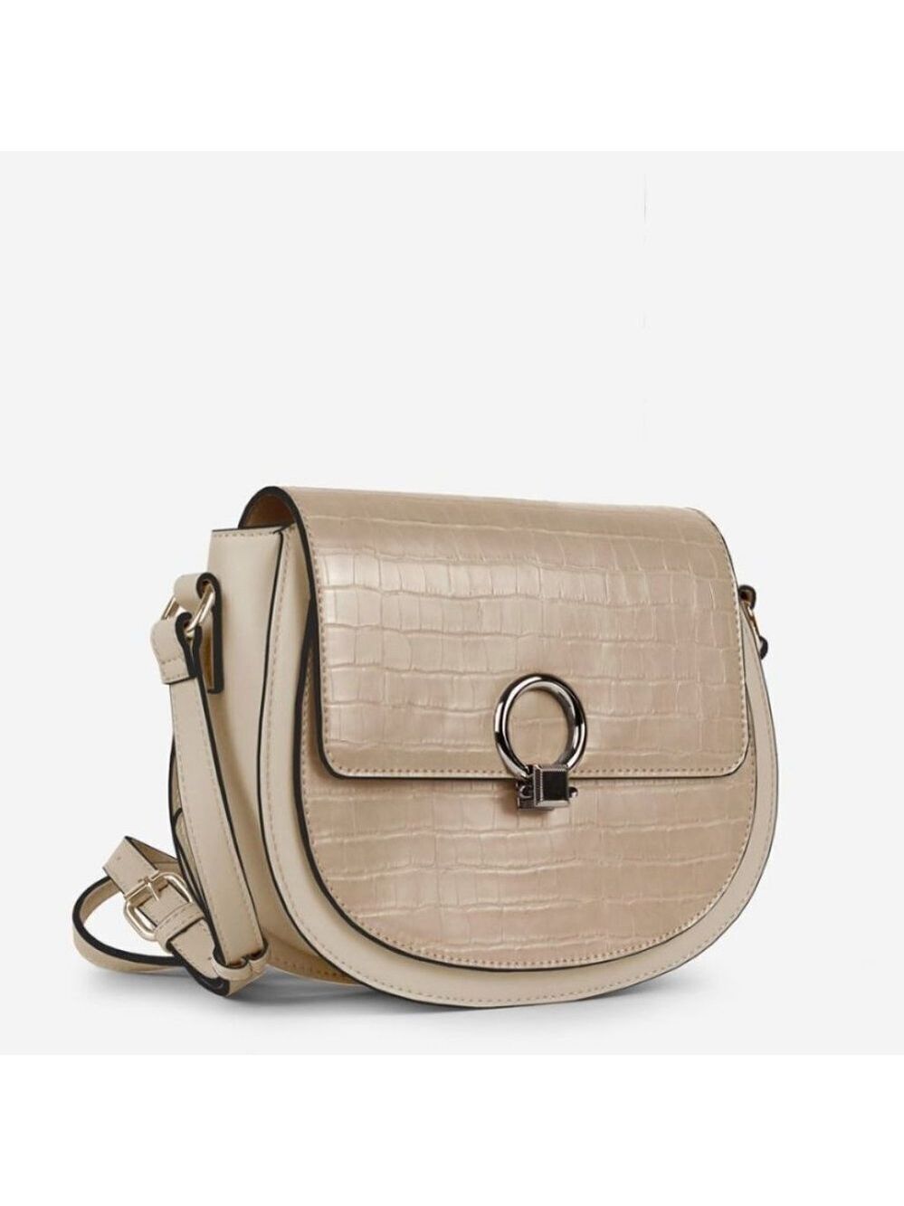 NWT cream Beige Shoulder Crossbody vegan purse bag faux Croc
